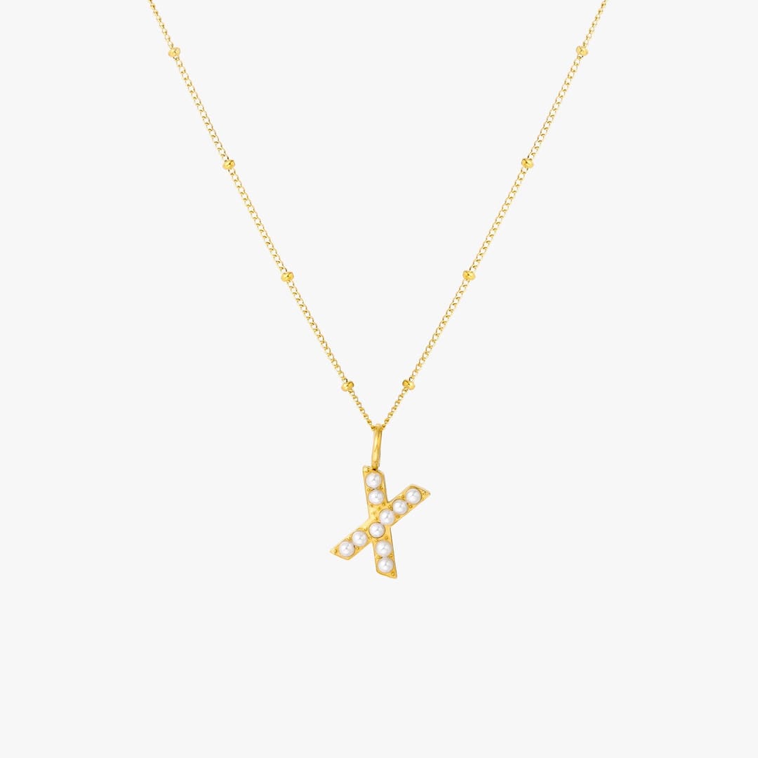 Collier Pendentif Initial en Perles
