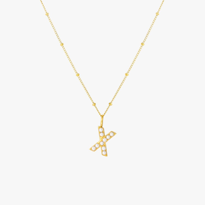Collier Pendentif Initial en Perles