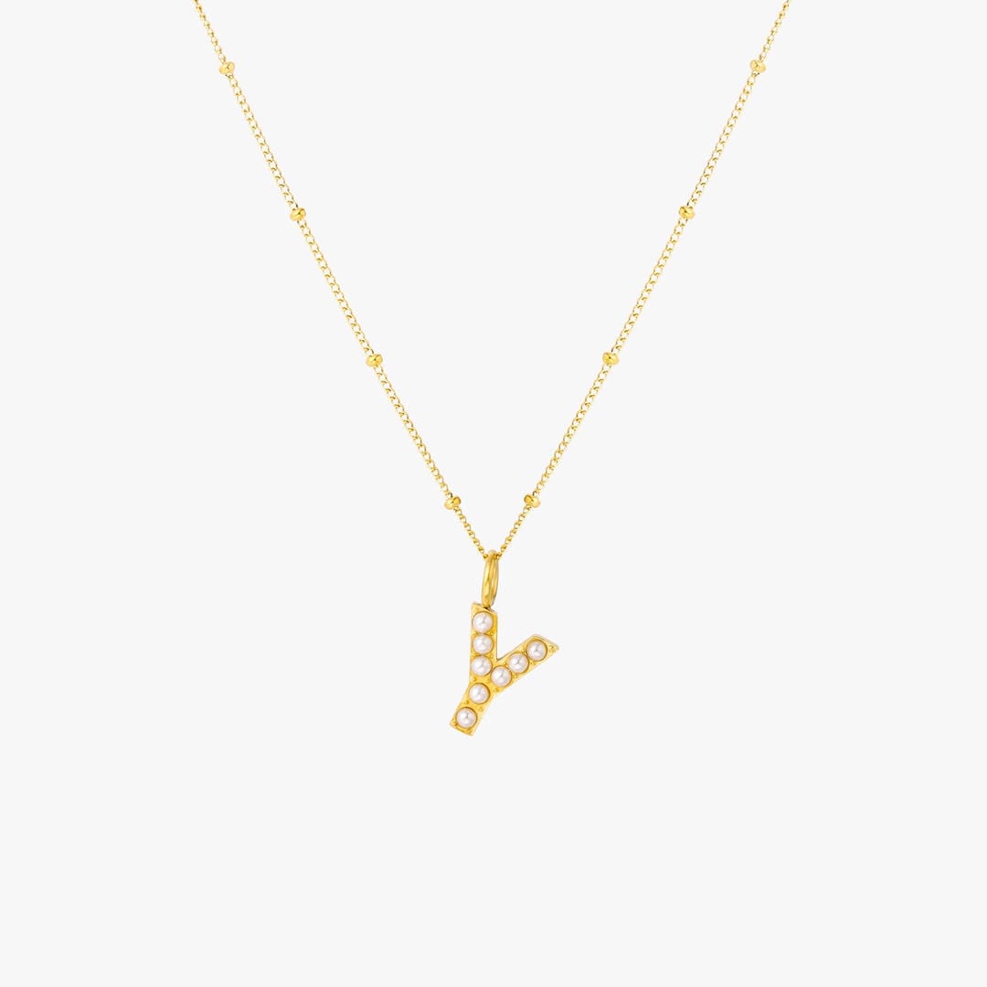 Collier Pendentif Initial en Perles