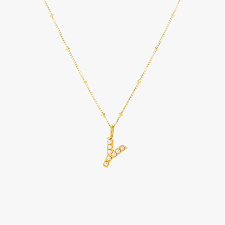 Collier Pendentif Initial en Perles