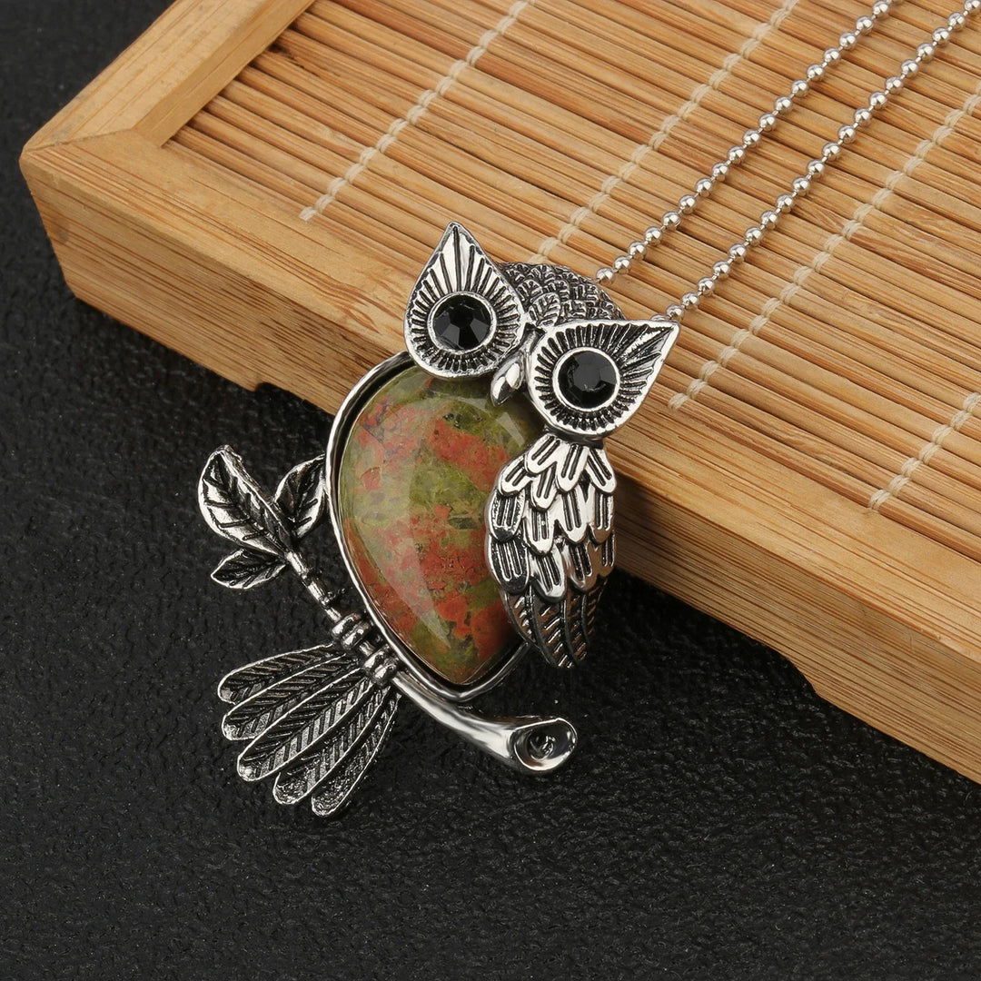 Pendentif en cristal de chouette sage