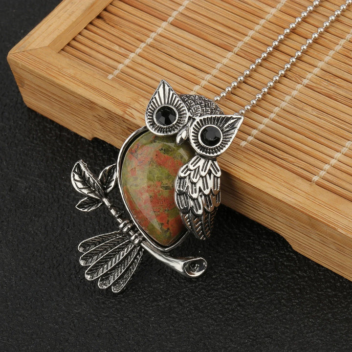 Pendentif en cristal de chouette sage