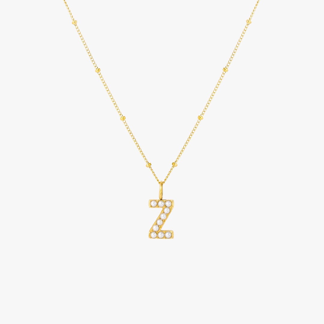 Collier Pendentif Initial en Perles