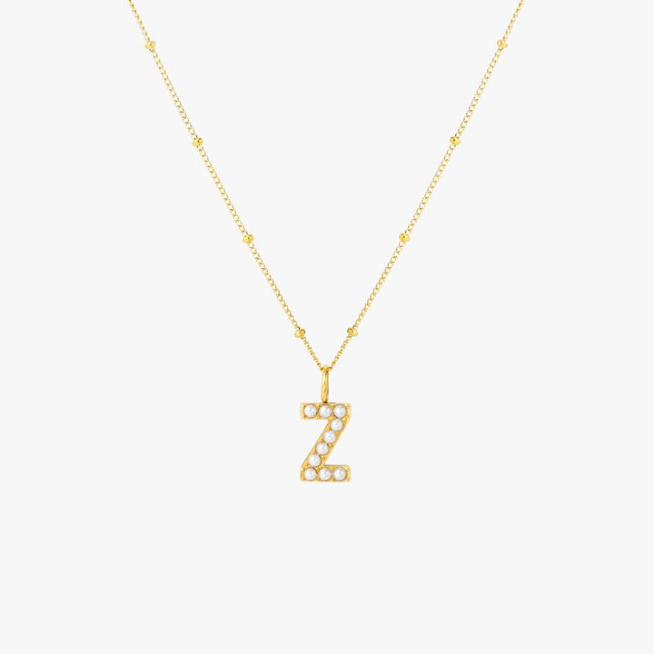 Collier Pendentif Initial en Perles