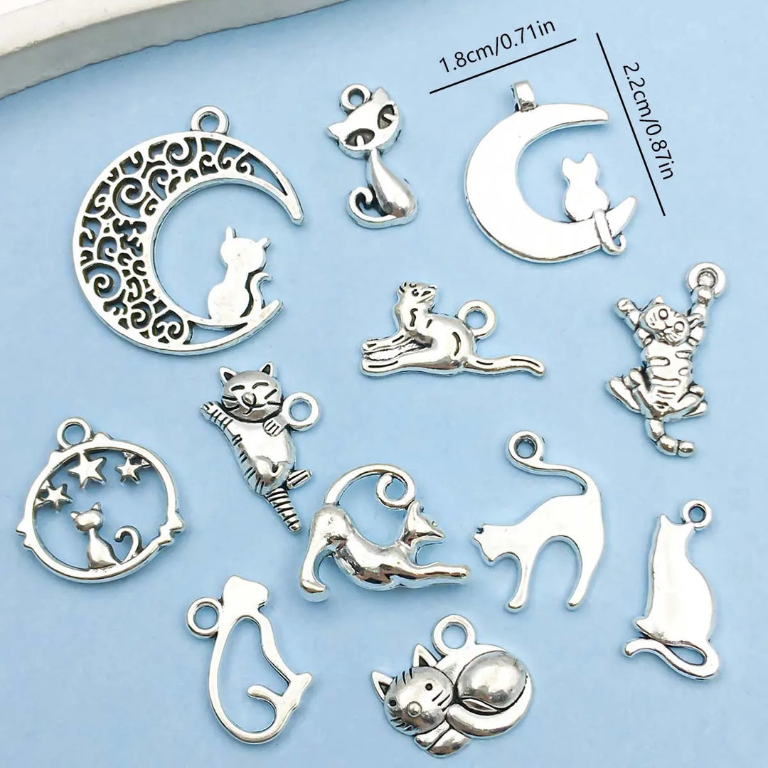 Collection de Charms en Argent Vintage sur le Thème des Chats