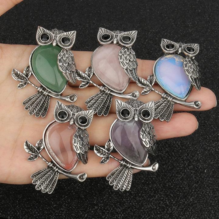 Pendentif en cristal de chouette sage