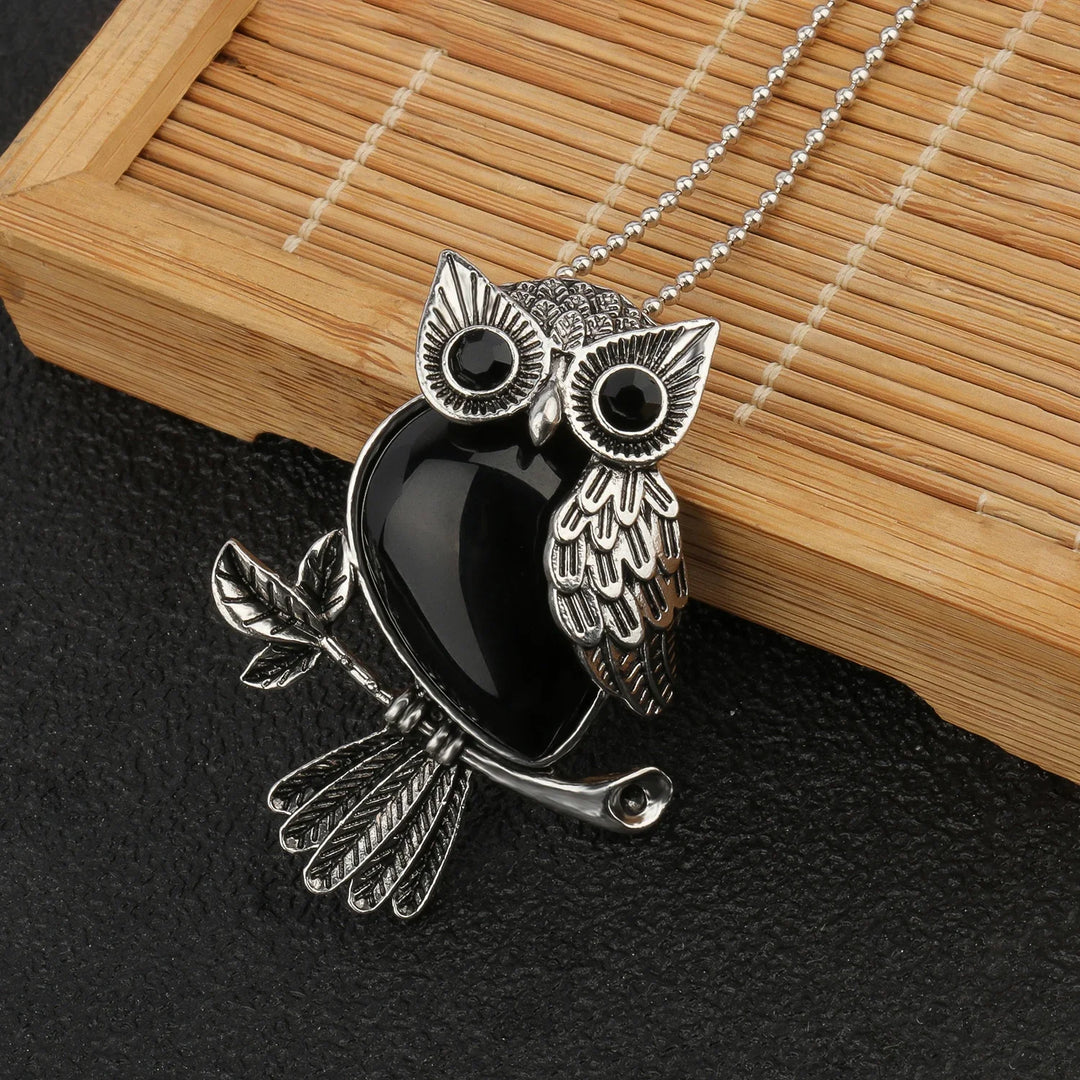 Pendentif en cristal de chouette sage
