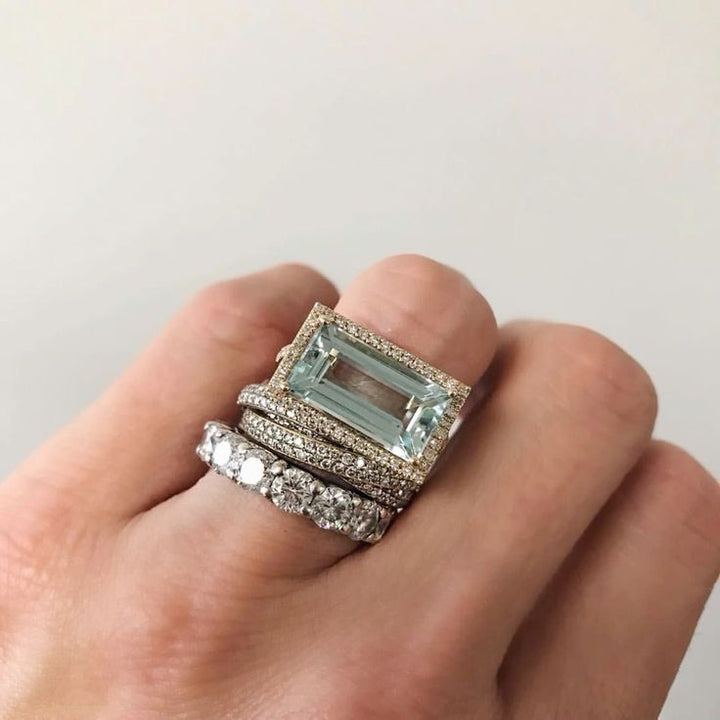 Ensemble de Bagues Vintage en Verre Turquoise et Argent