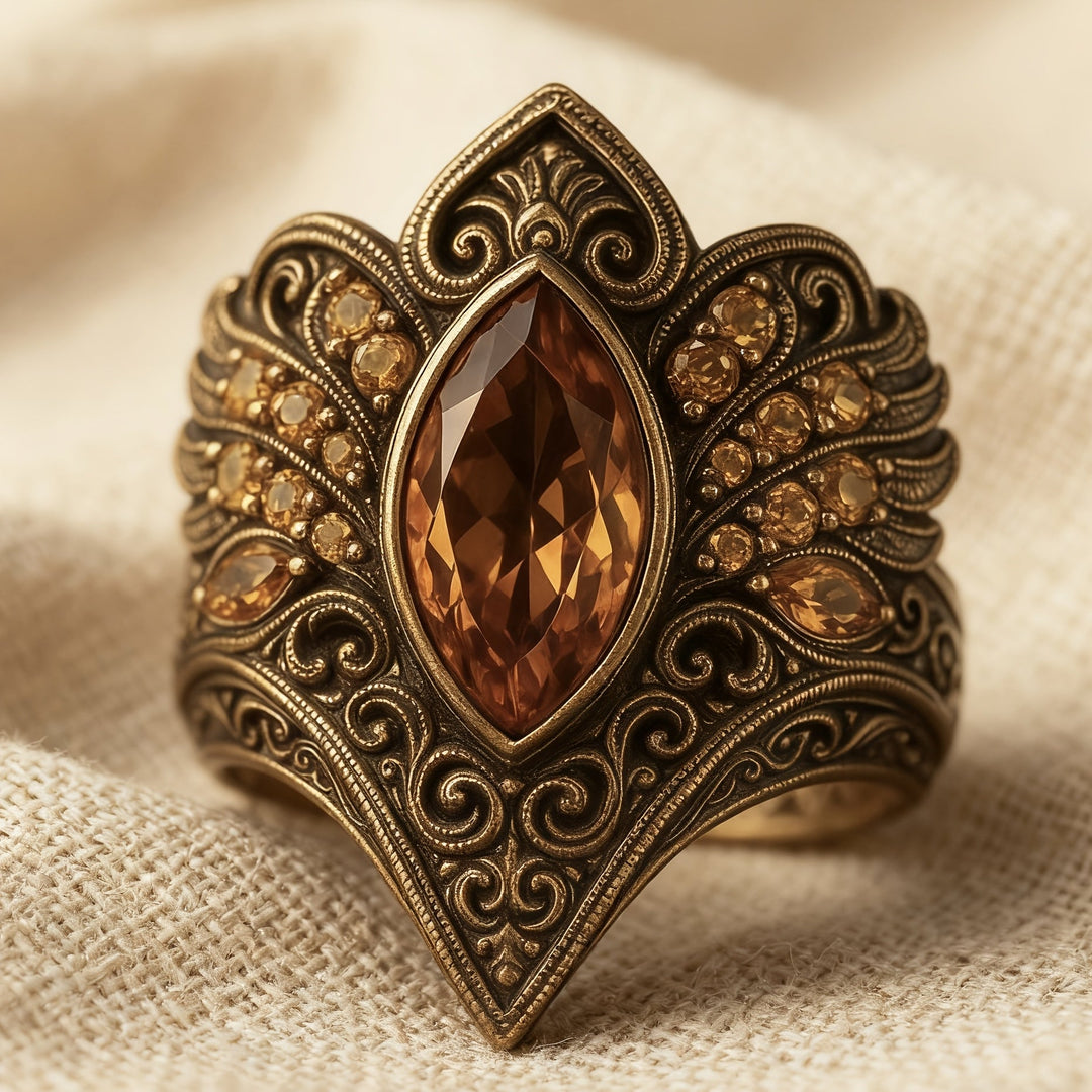 Bague Vintage Sculptée en Noble Matière
