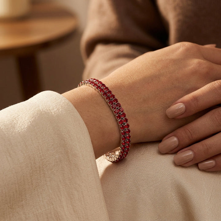 Silver and Ruby Tennis Bracelet