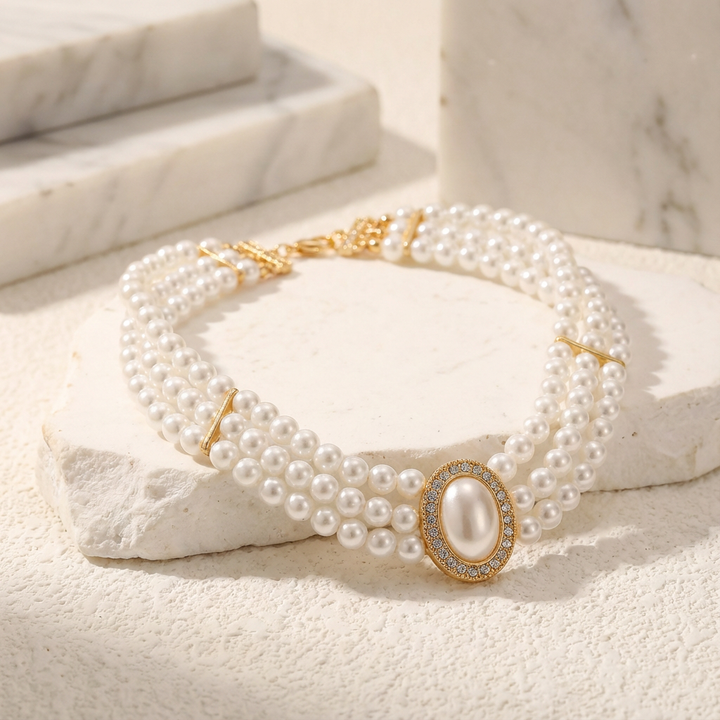 Collier Choker à Trois Fils Turquoise