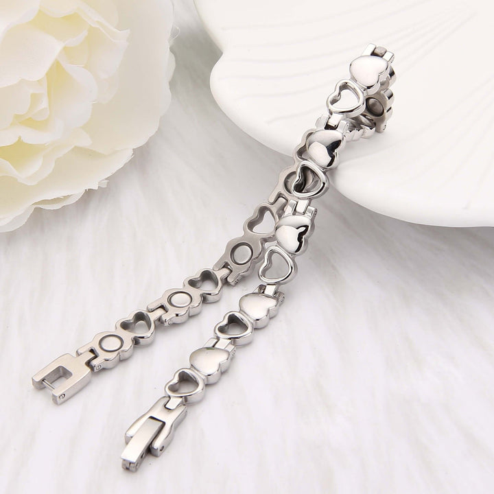 Bracelet Élégant en Or Blanc en Forme de Cœur