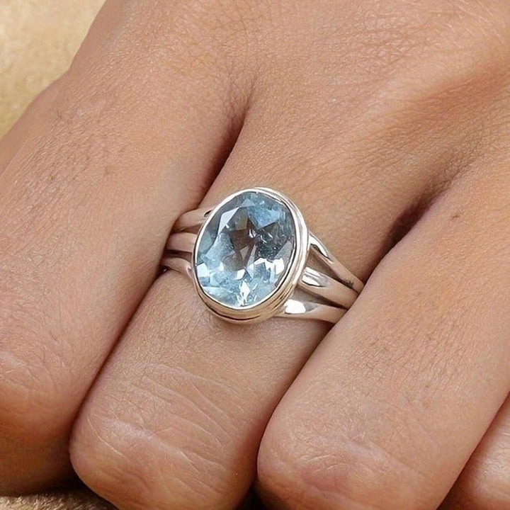 Bague en Zirconium Bleu Marine