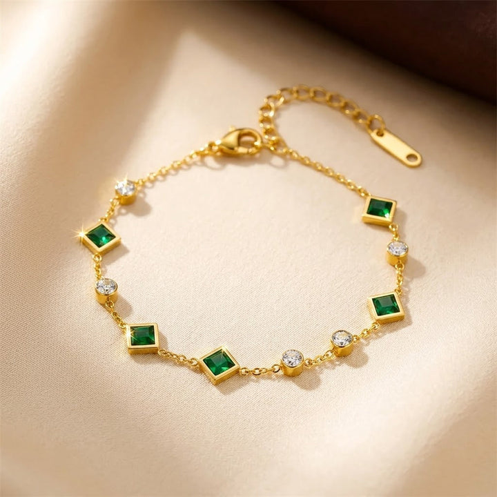 Emerald Station Bracelet in Gold
