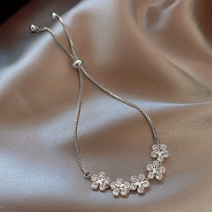 Bracelet Fleurs en Zirconium Or Blanc