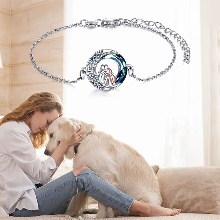 Bracelet Ajustable en Argent Sterling avec Charme de Chien