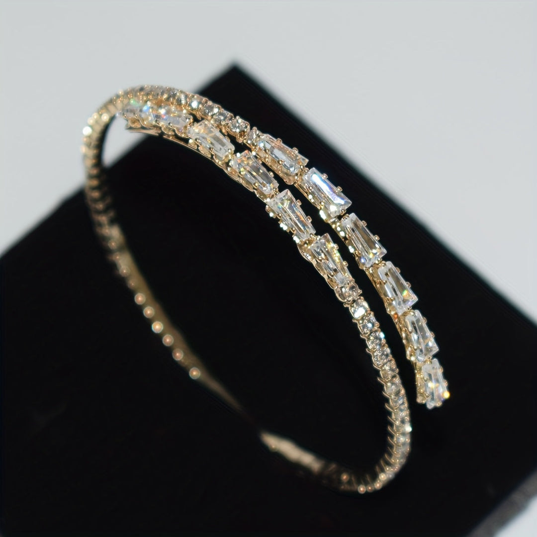 Bracelet Classique en Or Blanc avec Zircon Cubique