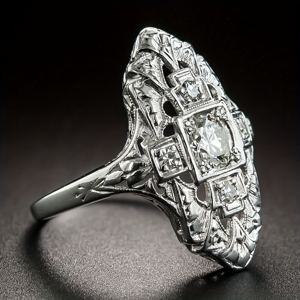 Bague Vintage en Zirconium avec Incrustation Creuse