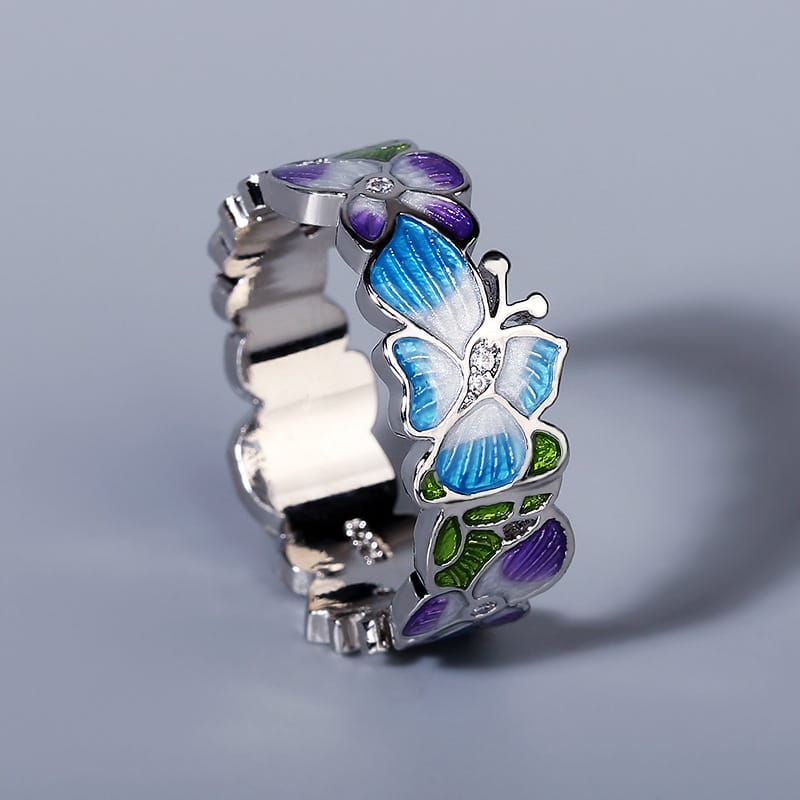 Bague en mosaïque de pierres précieuses Aurora
