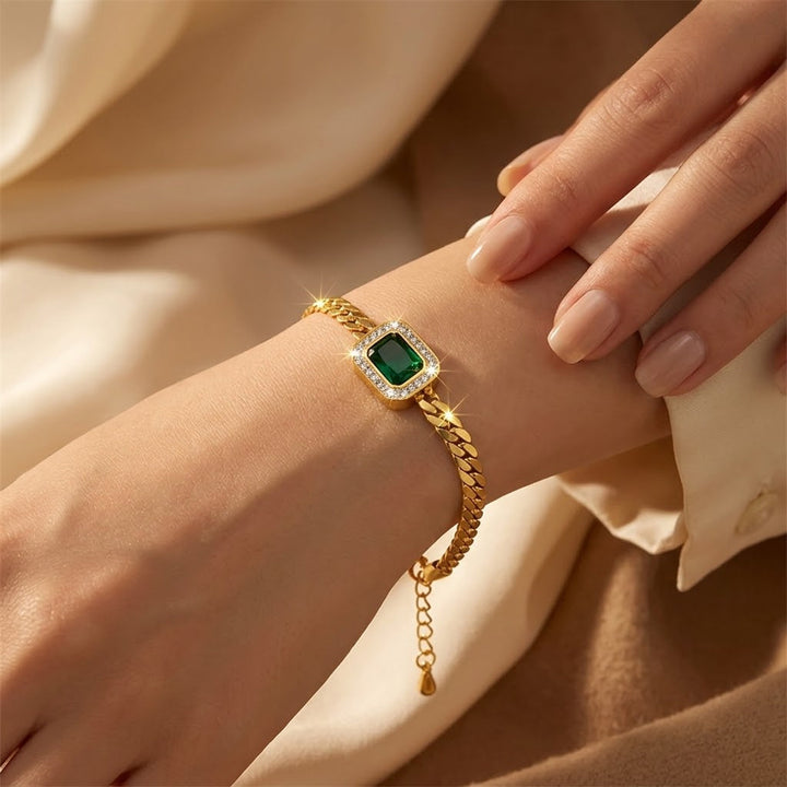 Golden Emerald Chain Bracelet