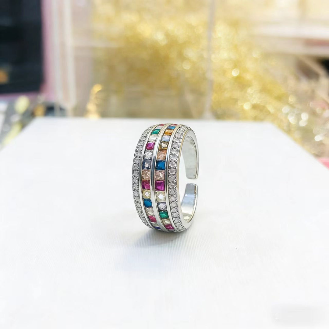 Bague Élégante en Pierre Multicolore