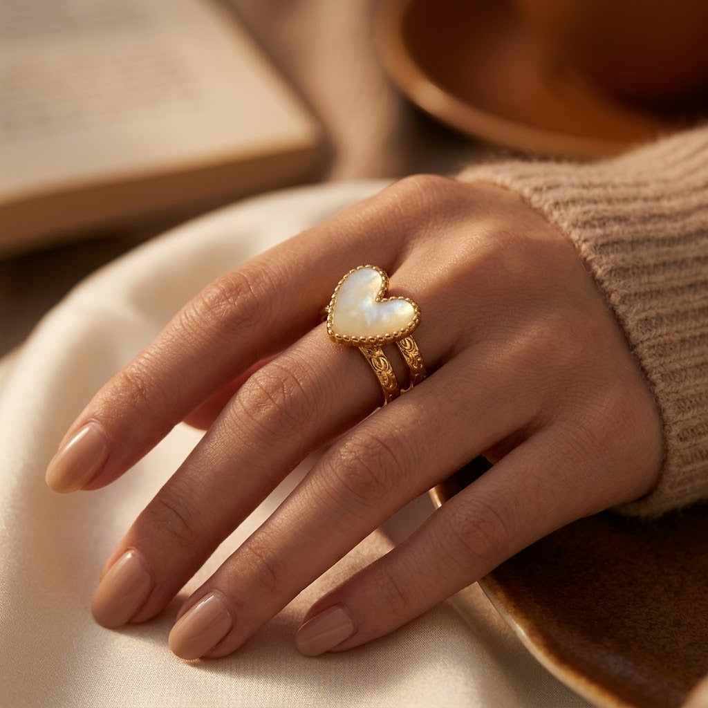 Gold Heart Pattern Ring