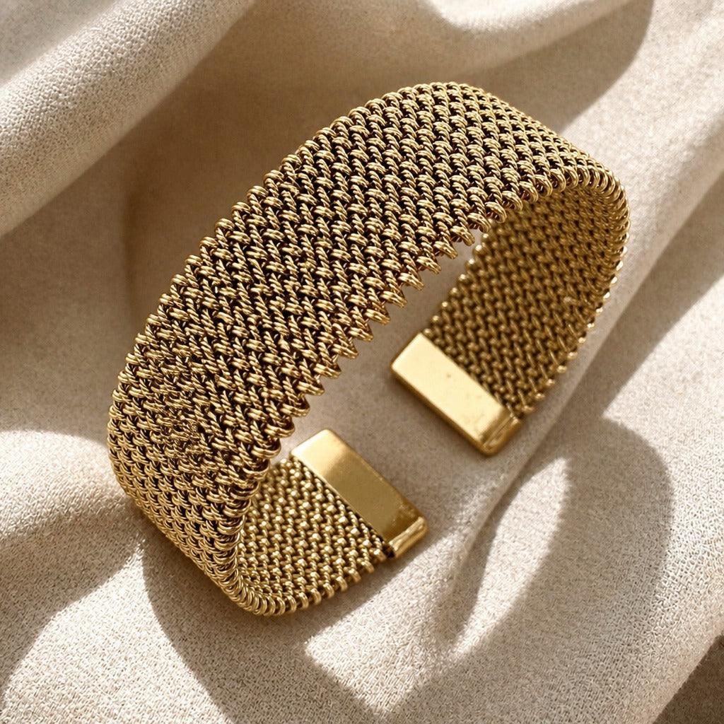 Bracelet tissé en or plaqué