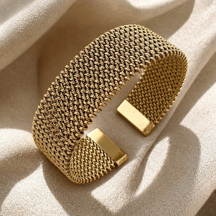 Bracelet tissé en or plaqué