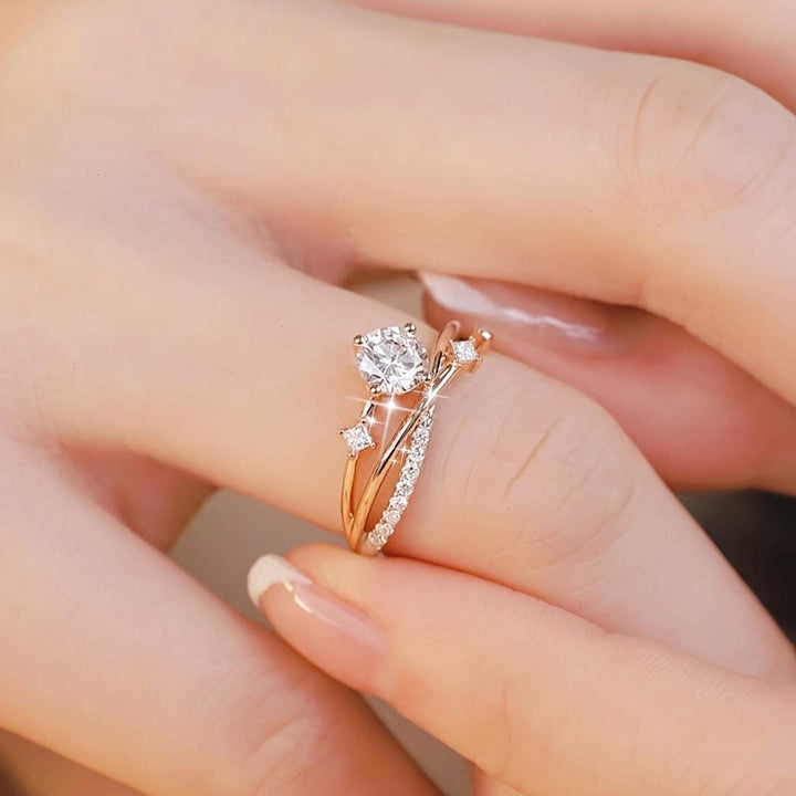 Bague Déclaration en Cristal Ronde Crossover