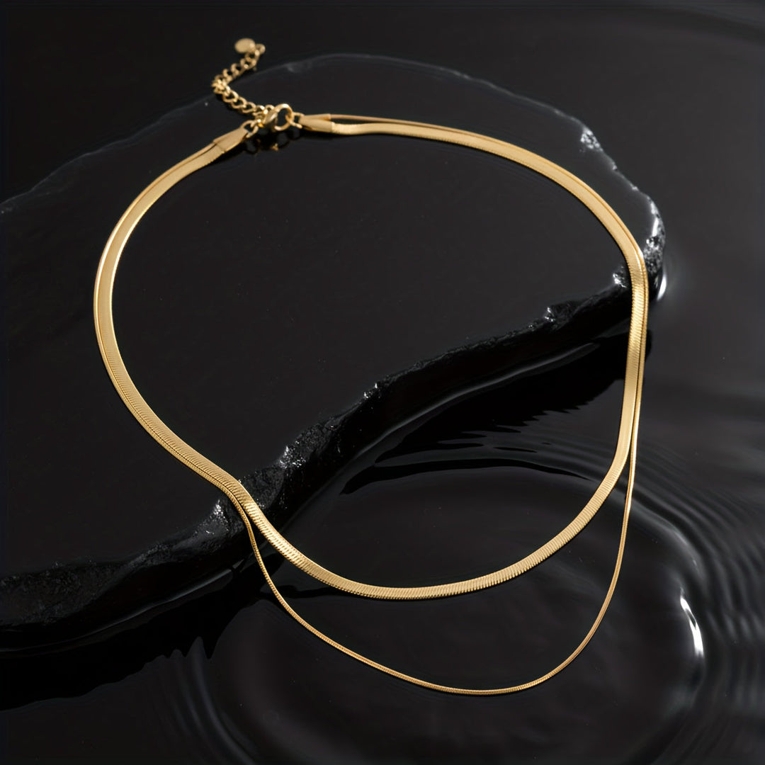 Collier Superposé en Or Blanc à Motif Serpent