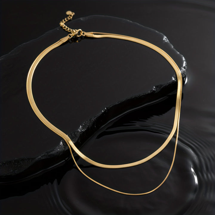 Collier Superposé en Or Blanc à Motif Serpent