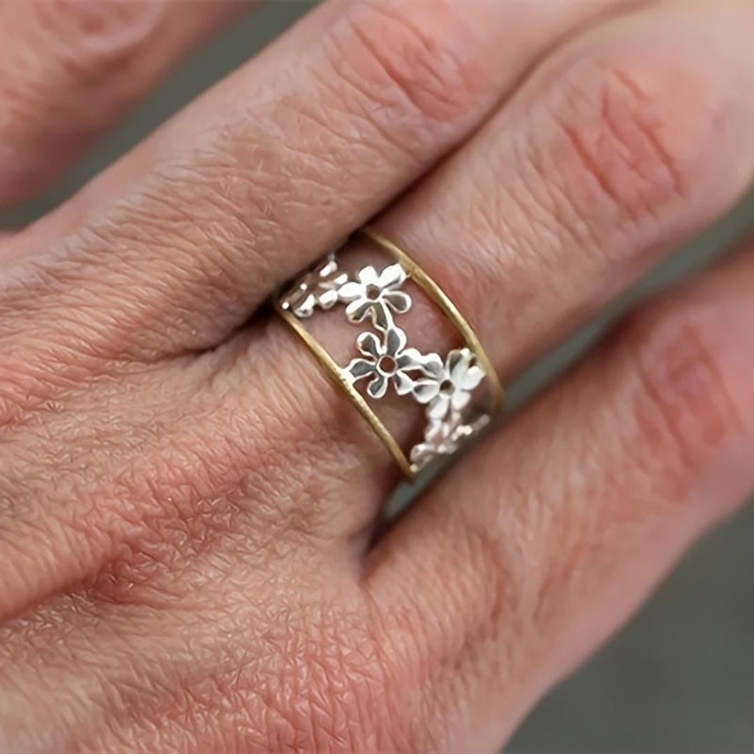 Bague Marguerite Réglable en Émail