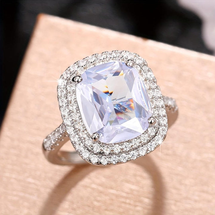 Bague Cocktail Déclaration Halo en Coussin