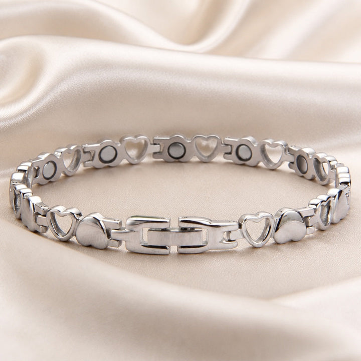 Bracelet Élégant en Or Blanc en Forme de Cœur