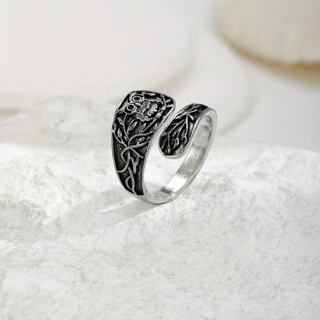 Bague Enveloppante Hibou Argent Forêt
