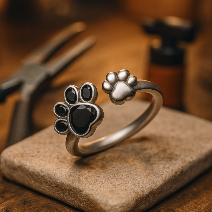 Bague Ajustable Créative et Adorable en Empreinte de Patte