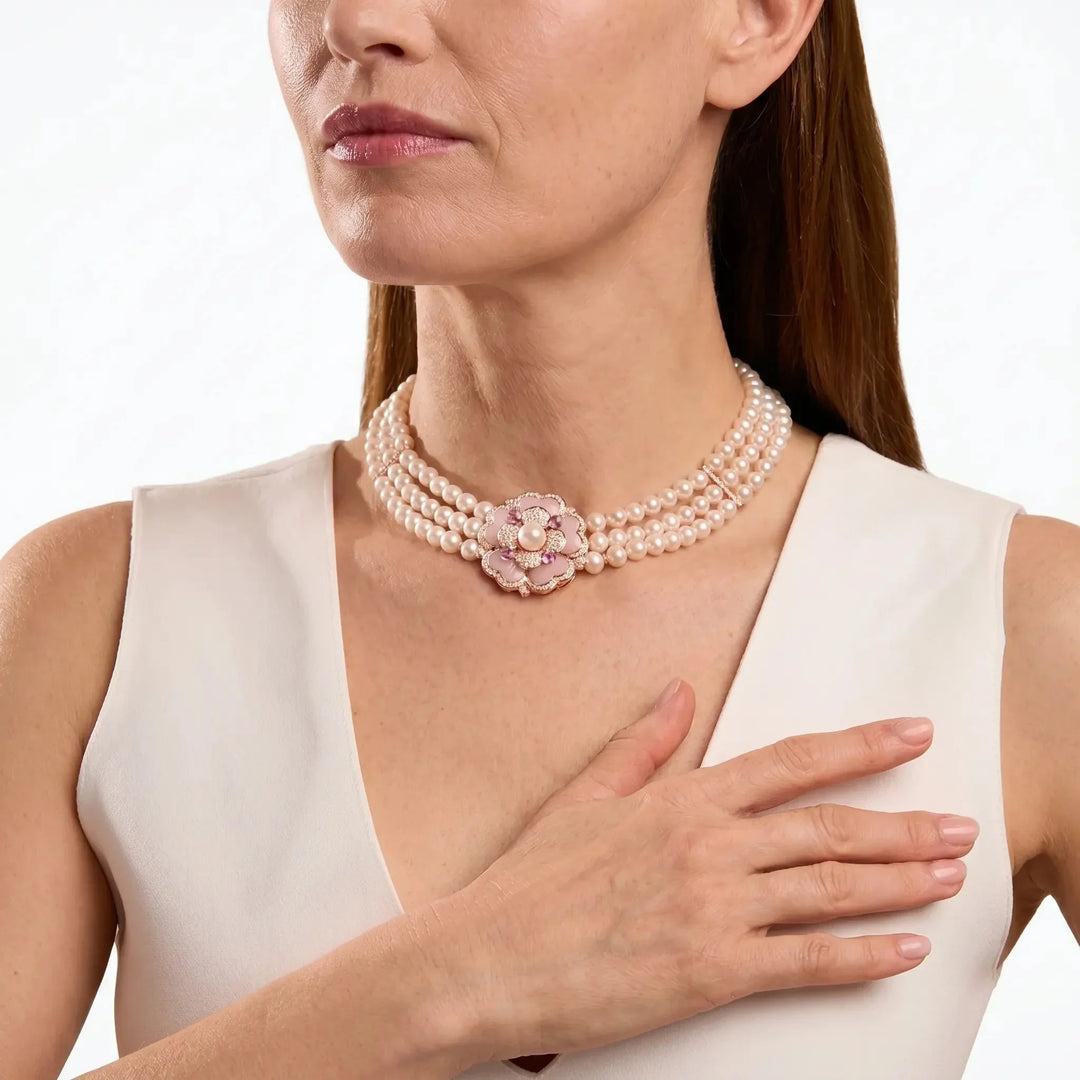 Collier de Perles Blush Épanouissement