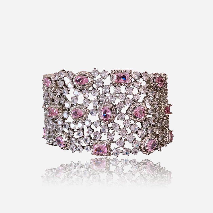Bracelet manchette en treillis rose