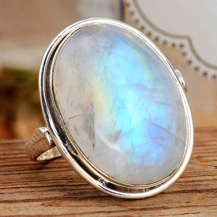 Sterling Silver Rainbow Moonstone Ring