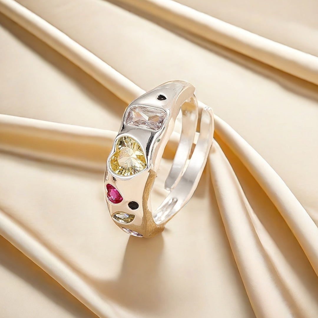 Bague Ouverte en Zirconium Arc-en-Ciel