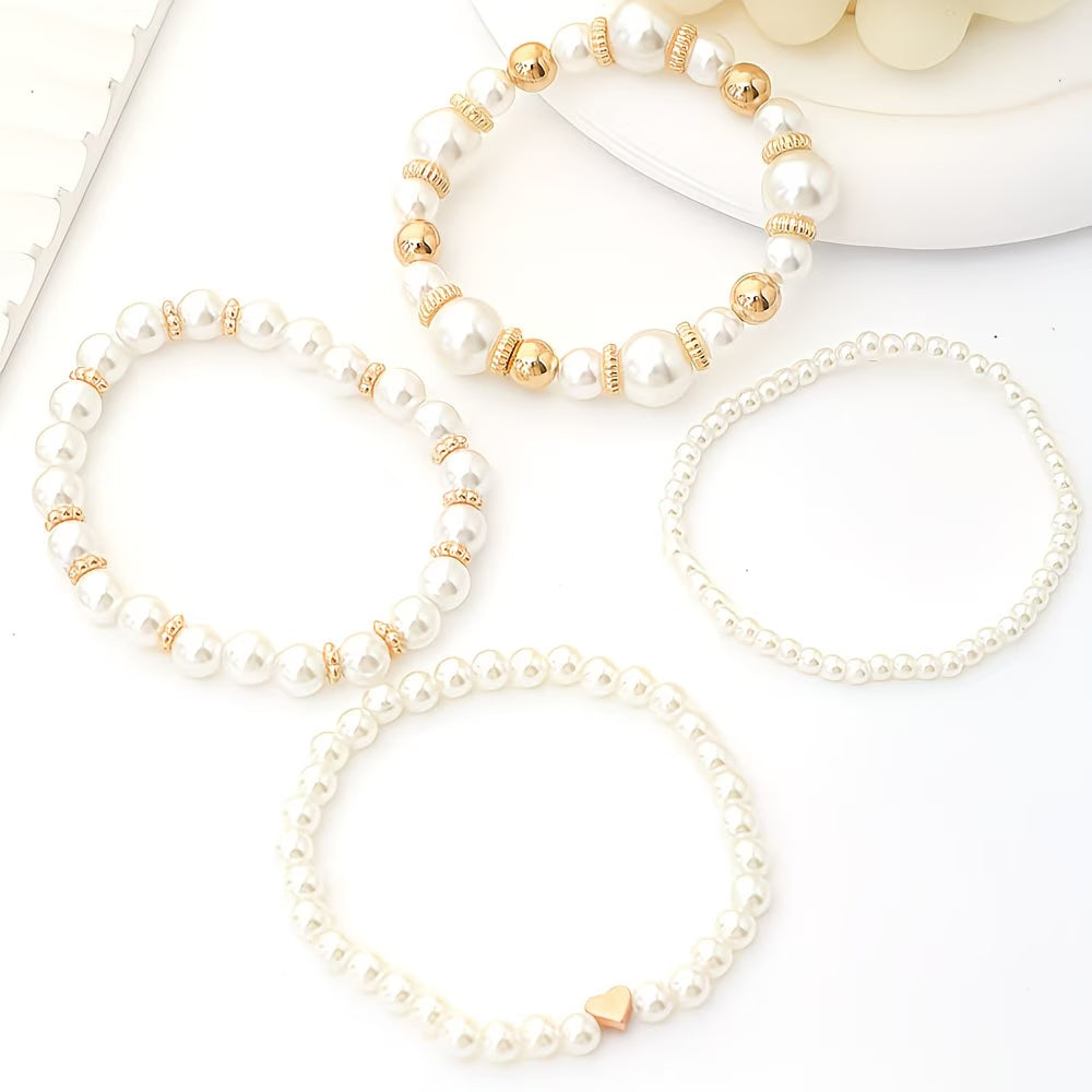 Elegant Pearl Bracelet Set