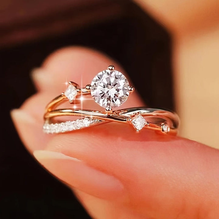 Bague Déclaration en Cristal Ronde Crossover