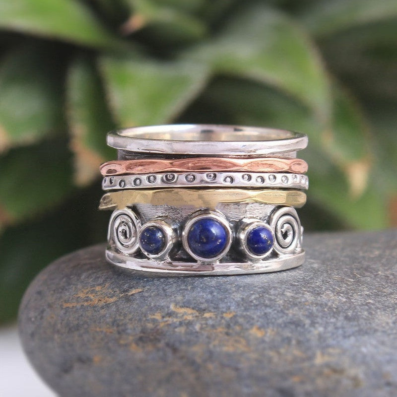 Bague Bohémienne Creuse en Argent Vintage