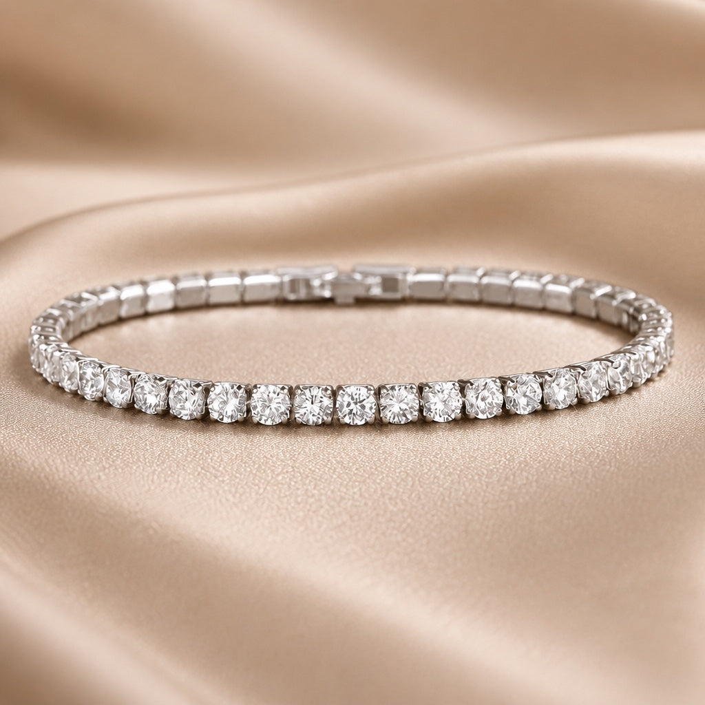 Bracelet de tennis en cristal or blanc