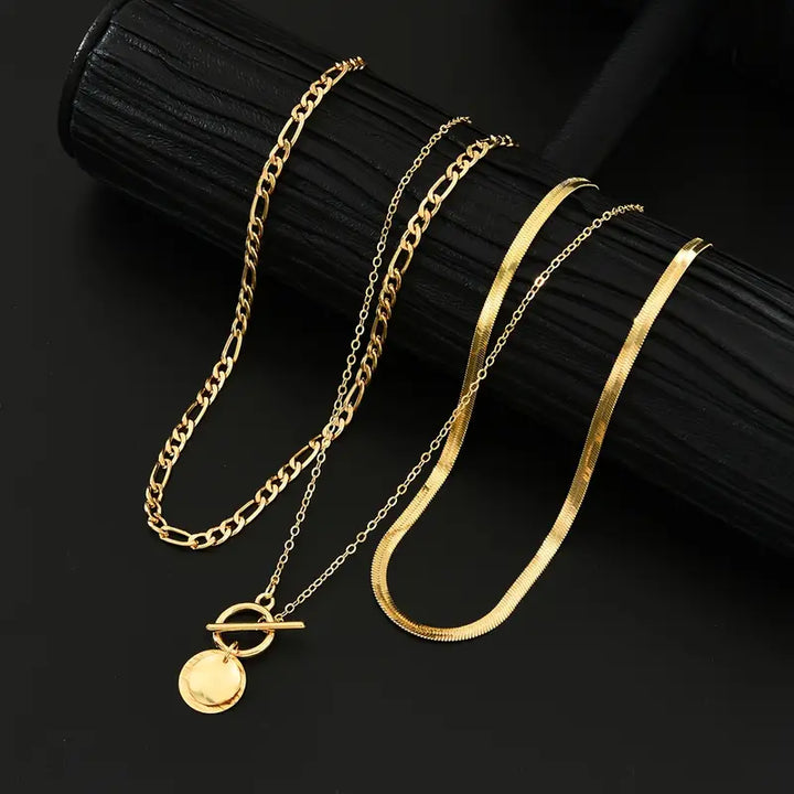 Collier en Or Texturé à Plusieurs Couches Savira