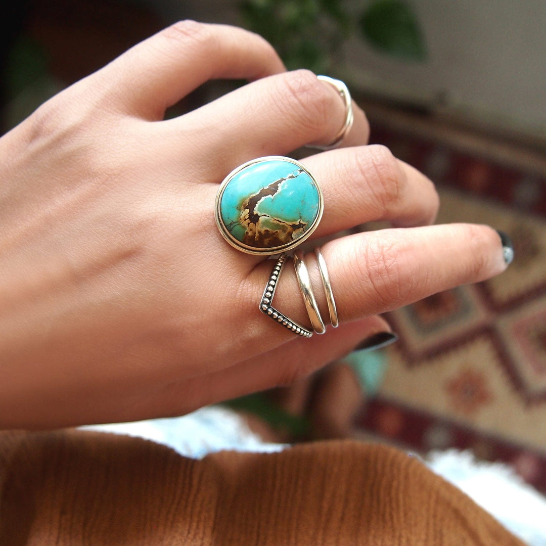 Chevron Sterling Silver Ring - Ideal for Thumb