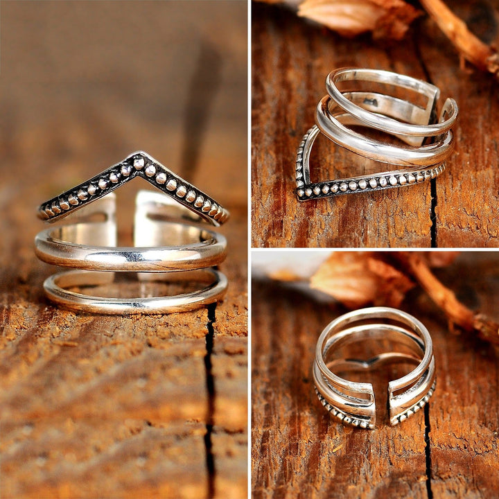 Chevron Sterling Silver Ring - Ideal for Thumb