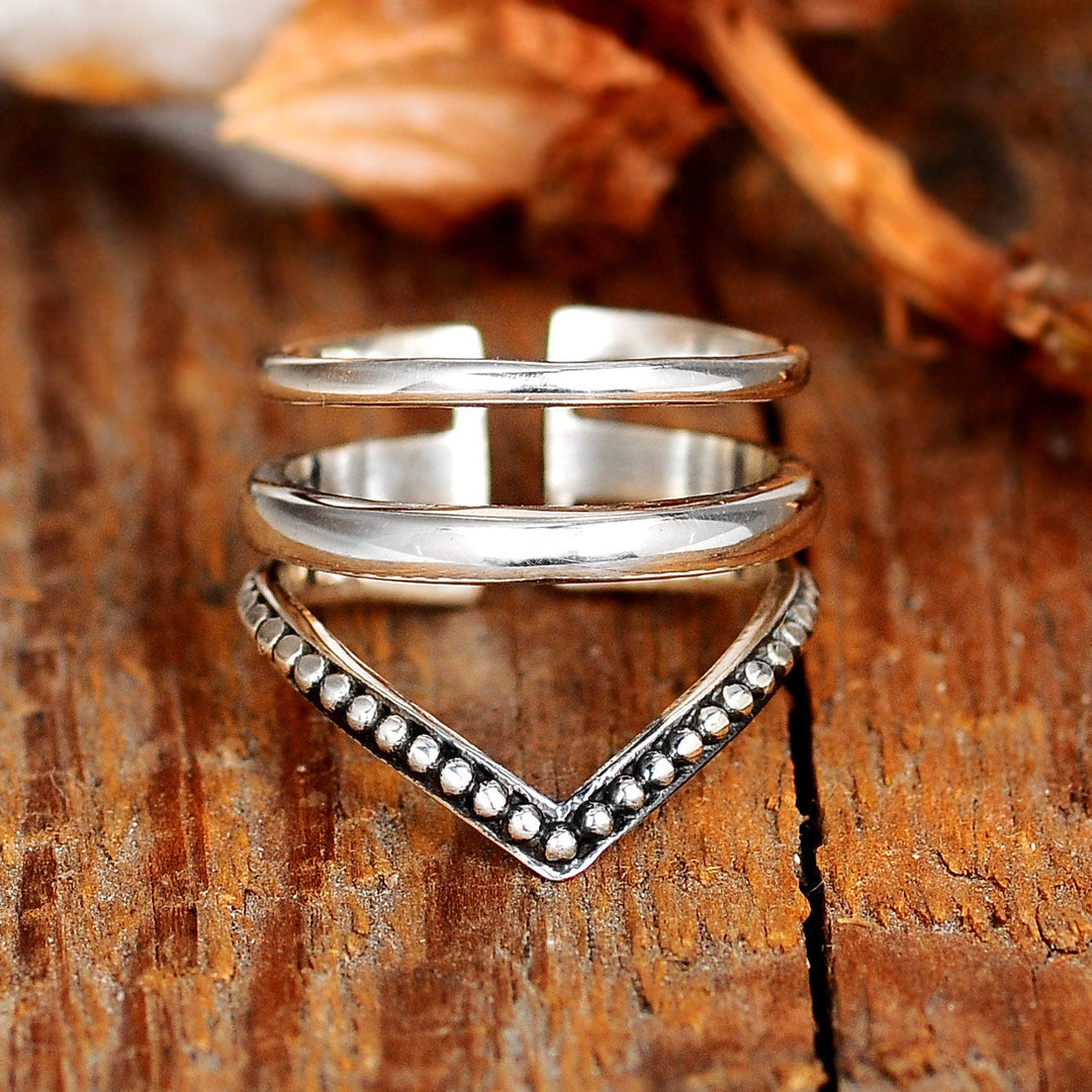 Chevron Sterling Silver Ring - Ideal for Thumb