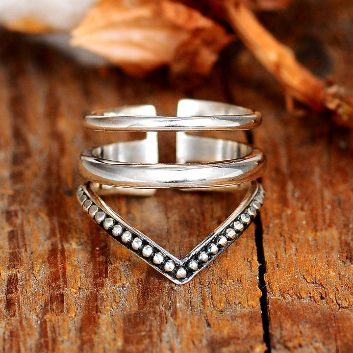Chevron Sterling Silver Ring - Ideal for Thumb