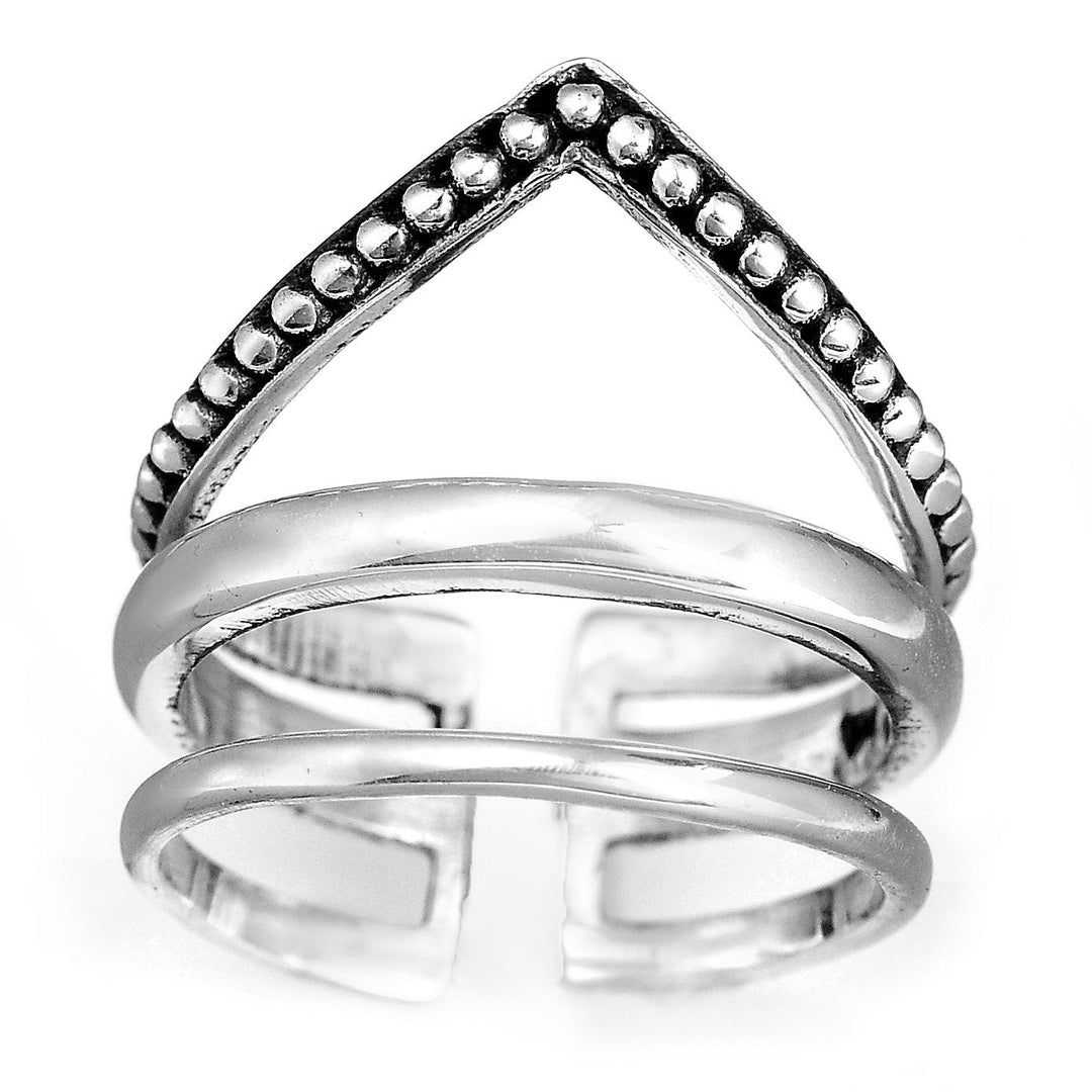Chevron Sterling Silver Ring - Ideal for Thumb
